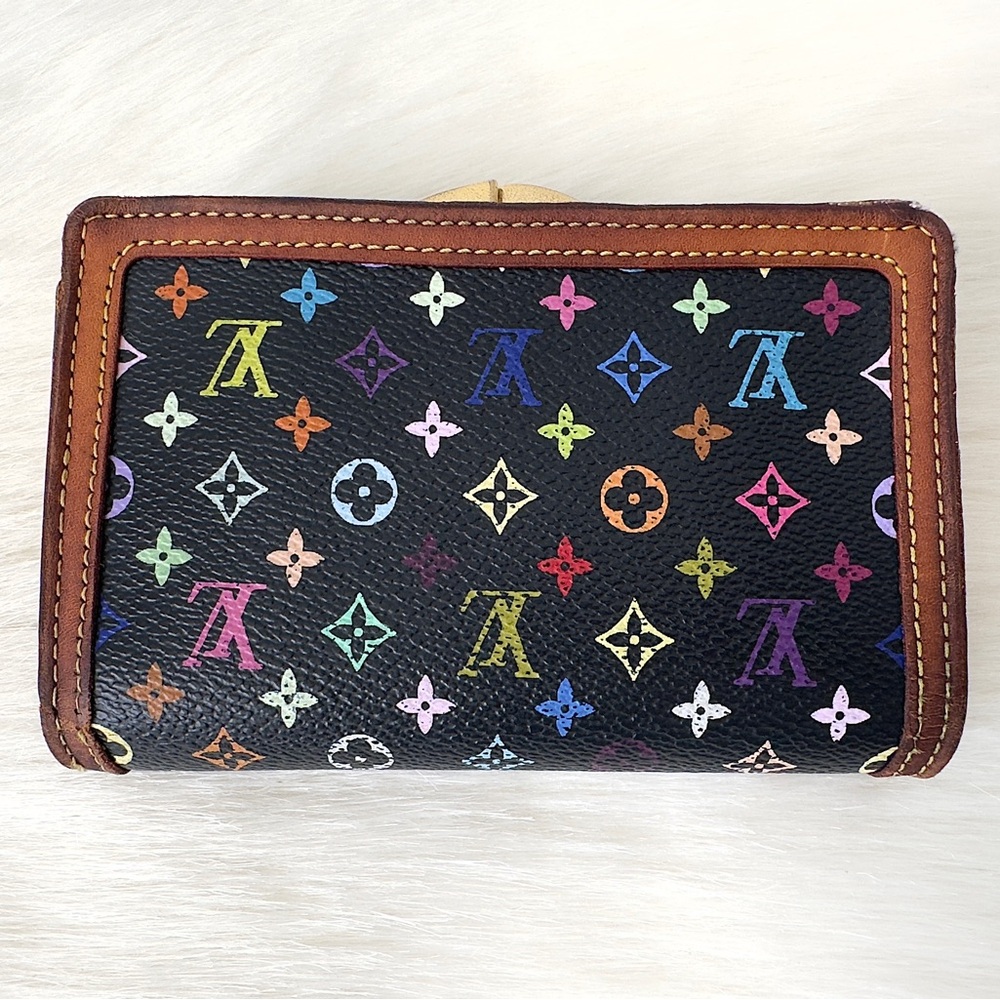 ✨LOUIS VUITTON Black Multicolor Viennois Portefeuille French Purse Wallet M92988 - Picture 3 of 16